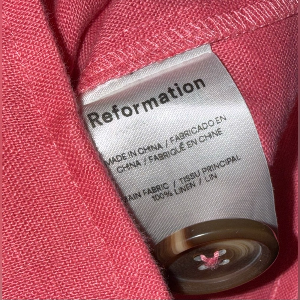Reformation Alonso Linen Top Pink Relaxed Fit Size M Preppy Coastal Light Blazer - Picture 7 of 7